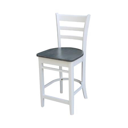 International Concepts Emily CounterHeight Stool, 24" Seat Height, White/Heather Gray S05-6172